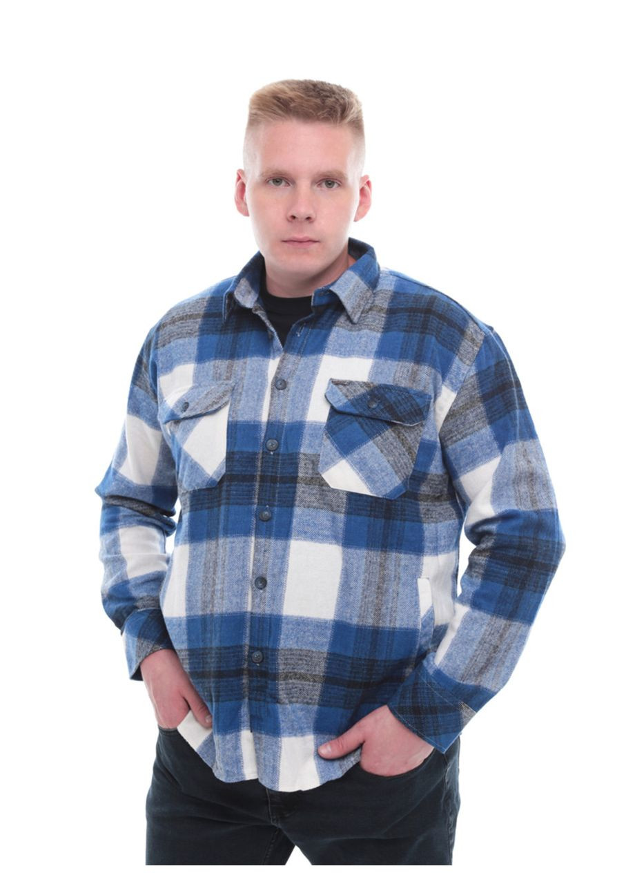 Синяя повседневный рубашка в клетку Jean Piere