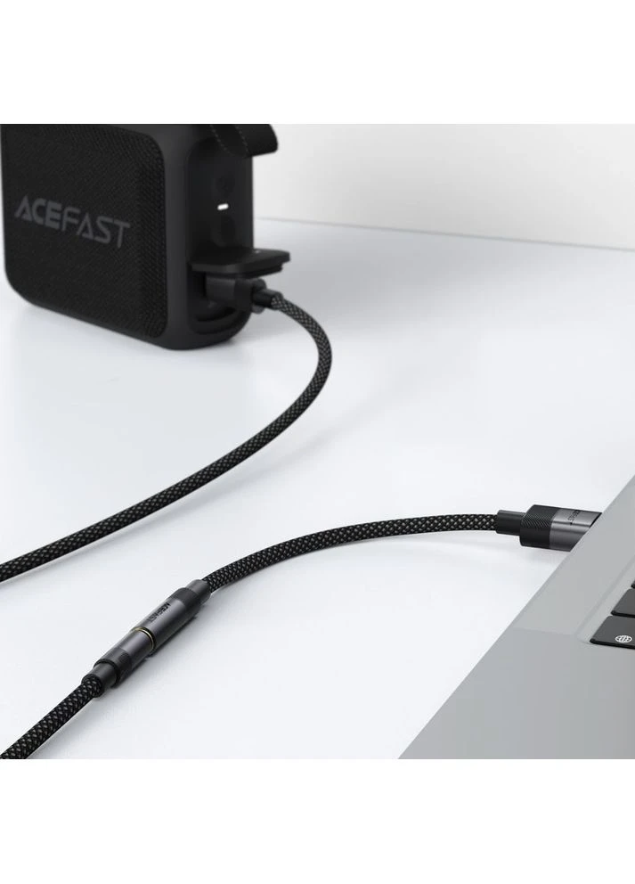 Аудіокабель J13 USB – AUX 3.5 мм 15 см в нейлоновому обплетенні чорний Acefast (401877602)