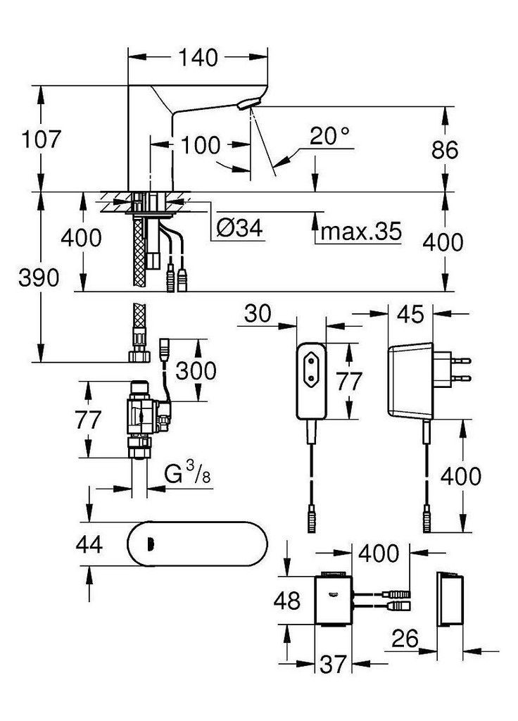 Монокран на одну воду сенсорний Euroeco Cosmopolitan E Bluetooth (36409000) Grohe (382102796)