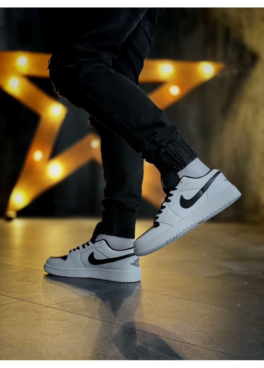 Білі літні кросівки nike air jordan retro 1 low white black 2 найк аір джордан No Brand