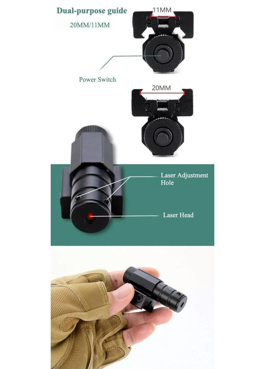 Лазерный целеуказатель (ЛЦУ) с креплением Picatinny / Weaver / «ласточкин хвост» 11 мм Красный луч, подствольный/на планку No Brand (364316094)