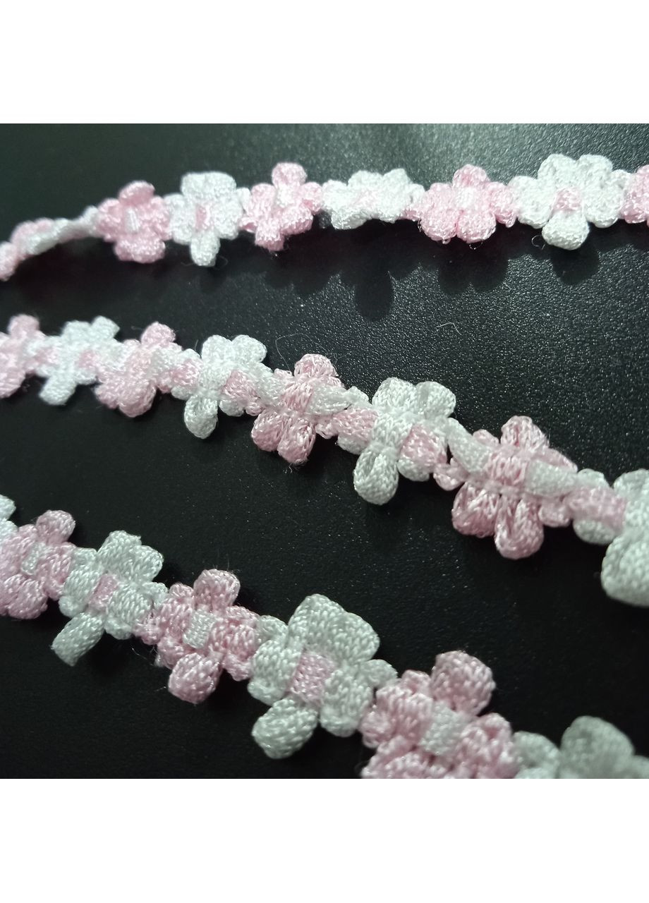 Тасьма квіточок (біло-рожева) No Brand (372531601)