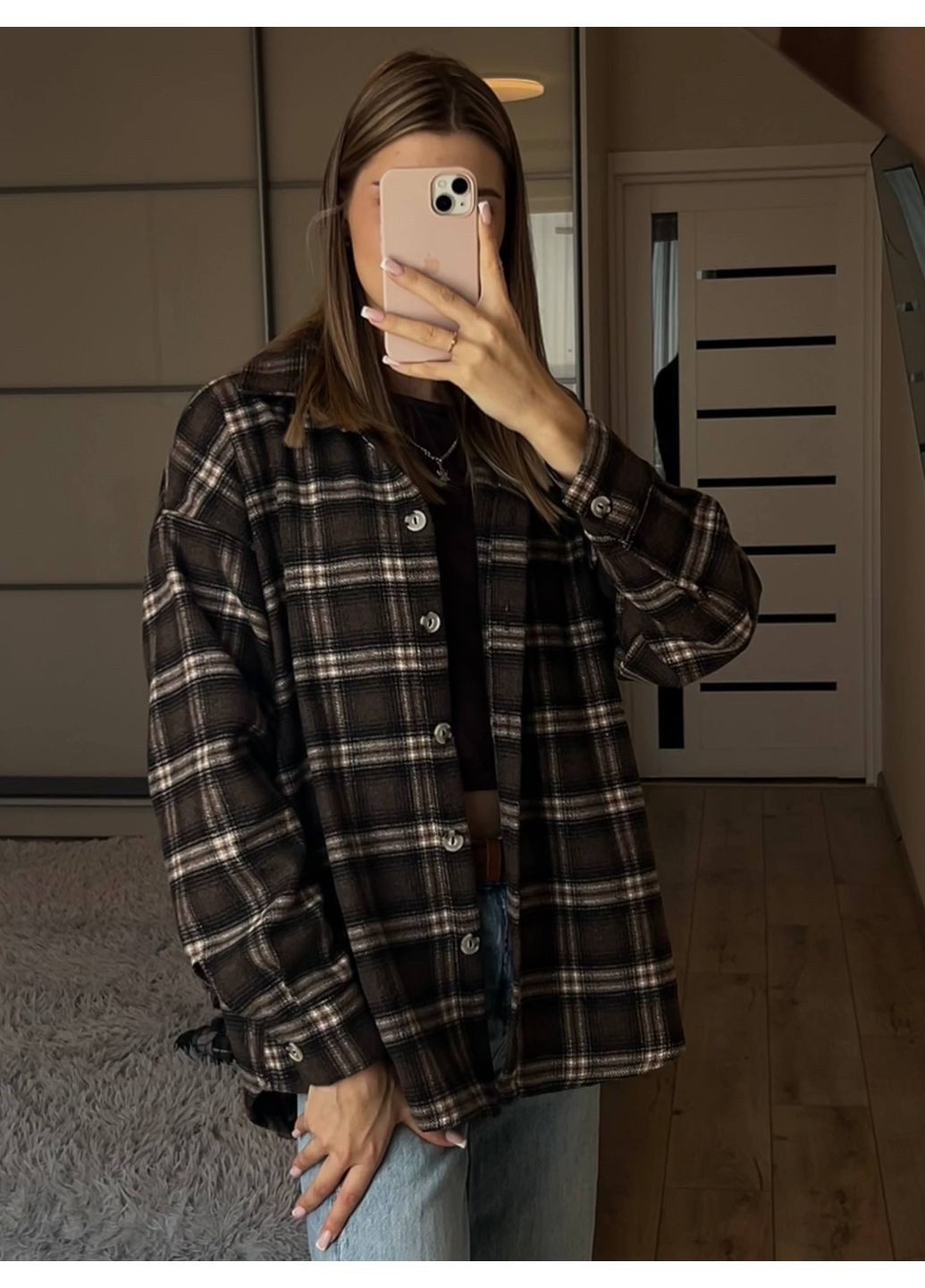 Коричневая повседневный рубашка в клетку Avanti с длинным рукавом