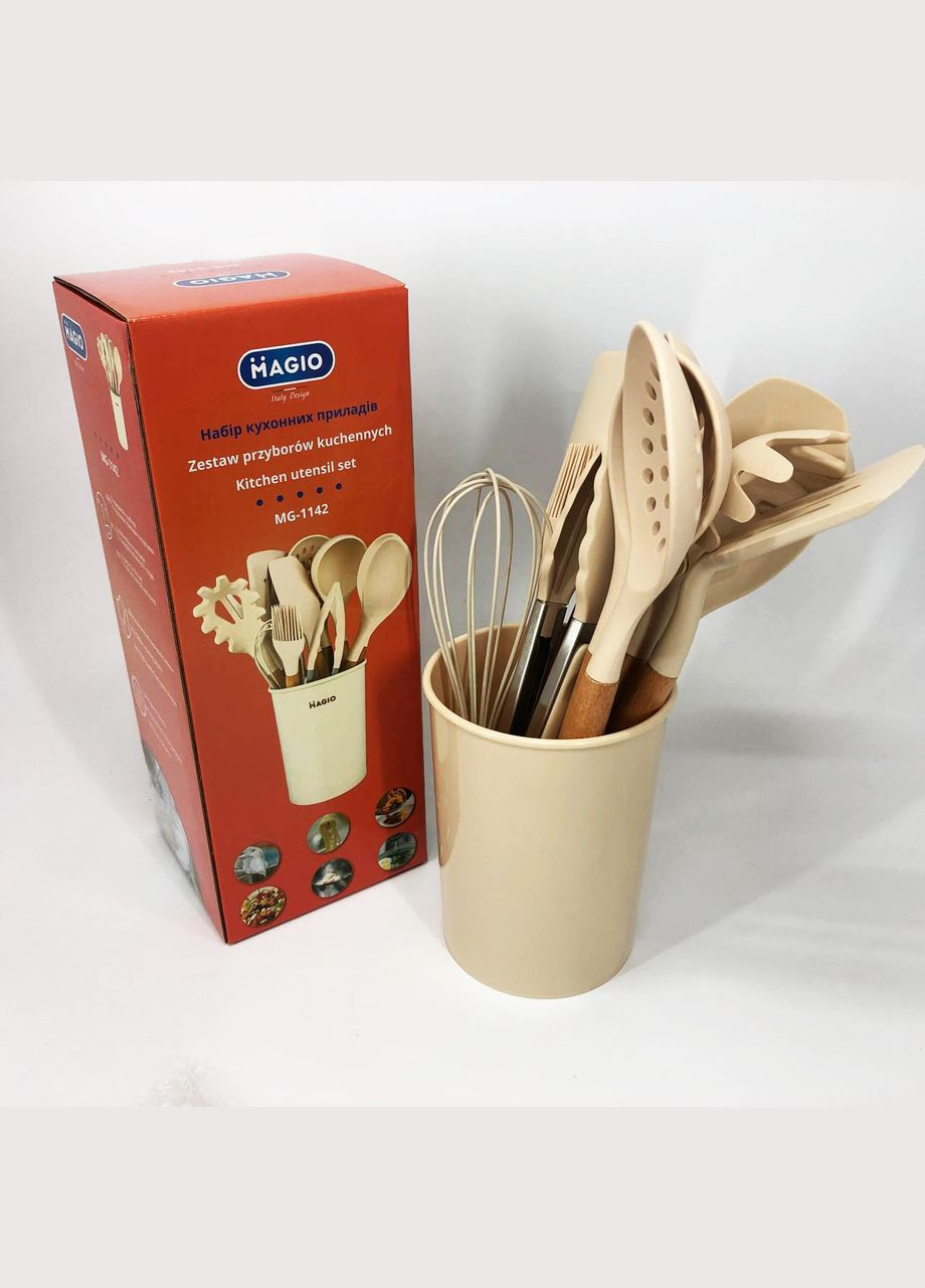 Набор кухонных предметов на подставке MG-1142, Силиконовые аксессуары NH-165 для кухни Magio (349511939)
