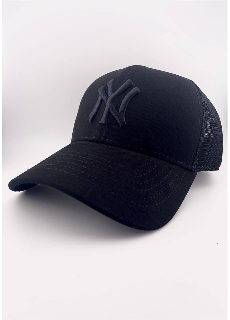 Бейсболка черного цвета с черной вышитой надписью NY сеткой S/55-56 NYC (350886873)
