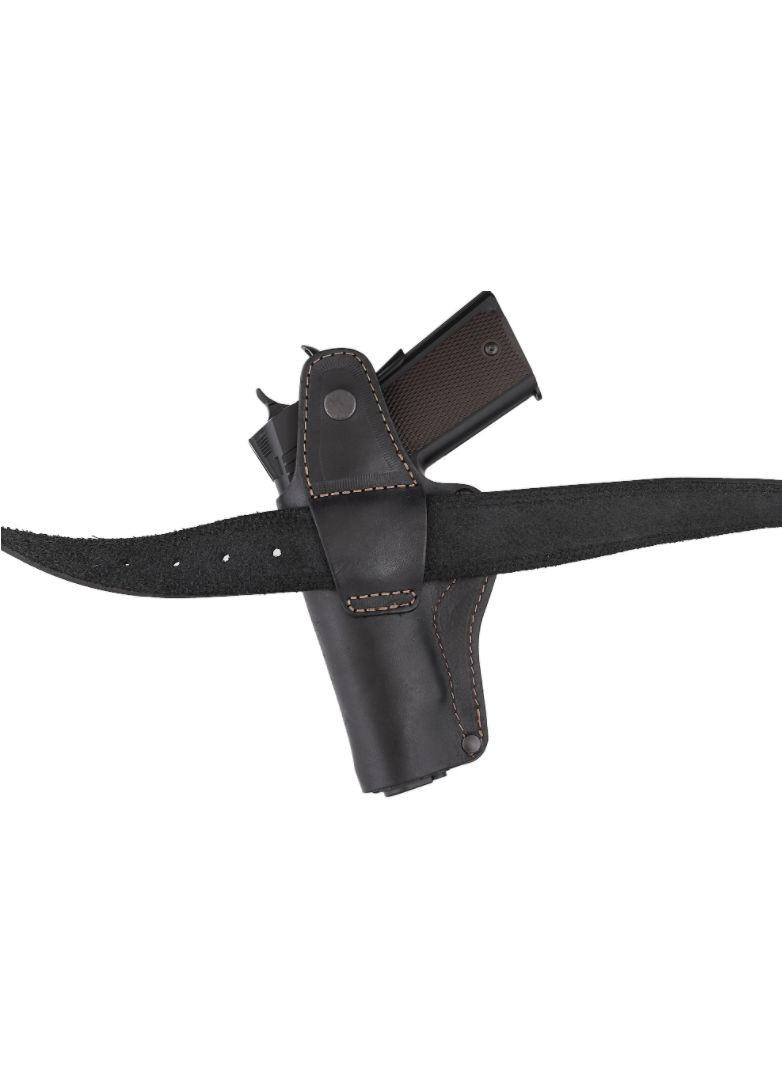 Кобура Colt 1911 поясна + прихованого внутрішньобрючного носіння не формована з кліпсою (шкіра, чорна) Сварог (342375151)