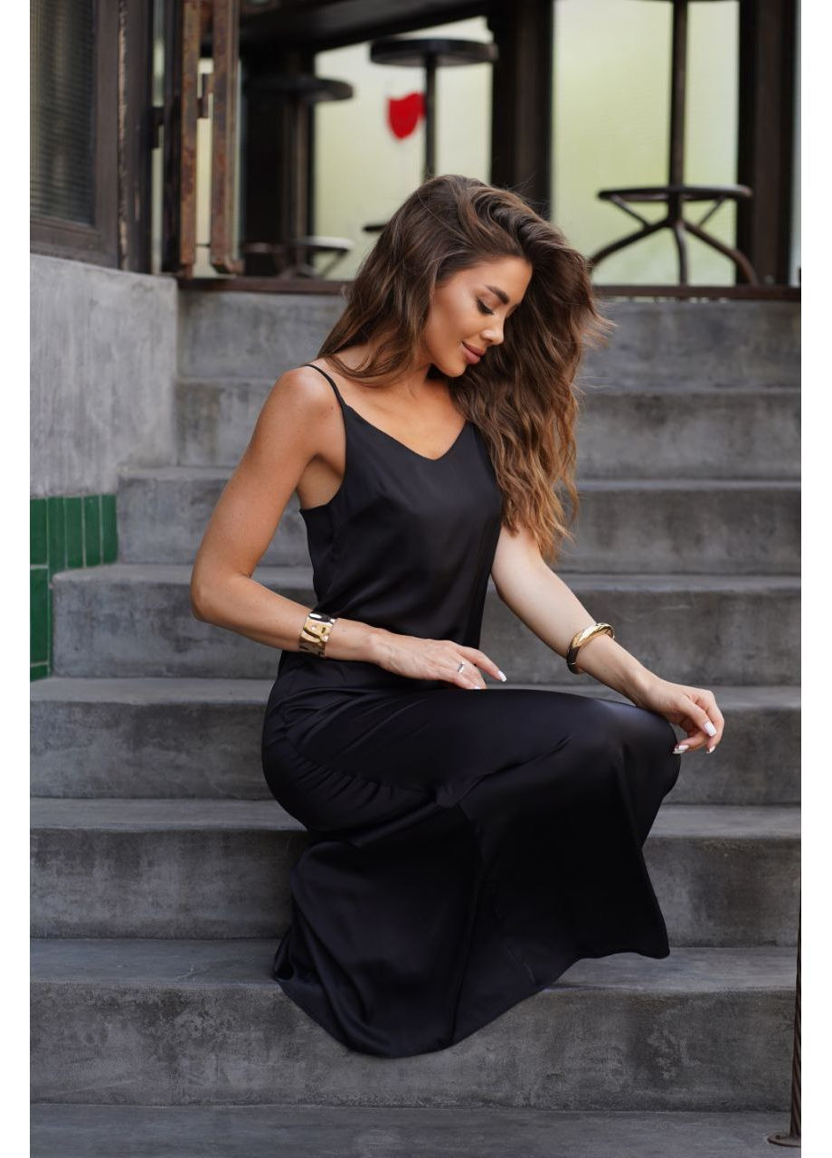 Черное кэжуал платье женское No Brand однотонное