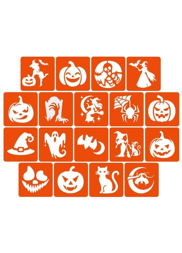 Набір для біо-тату "Хелловін - гліттер" set-halloween-glitter 18 трафаретів No Brand (365638490)