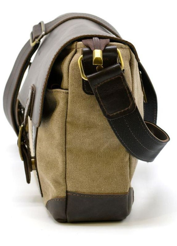 Сумка портфель через плече чоловіча з натуральної шкіри та текстилю середня Коричневий 37895 TARWA (355245415)