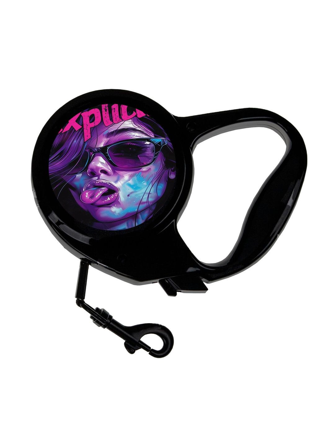 Повідець-рулетка для тварин із принтом Дівчина арт #02 3 м чорний No Brand (309157119)