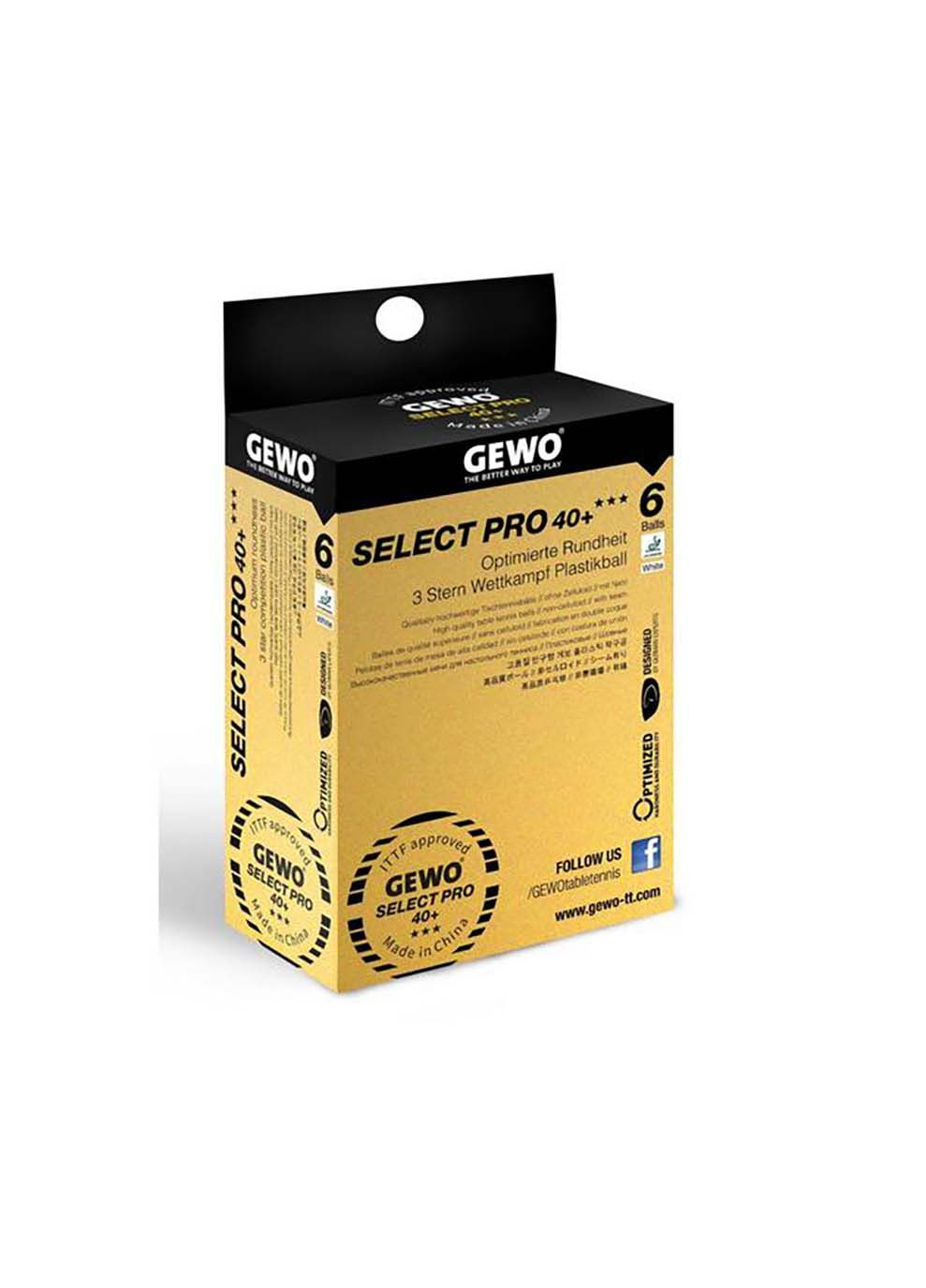 Мячики для настольного тенниса Select Pro 40+ ITTF 6 шт Белый GEWO (367595354)