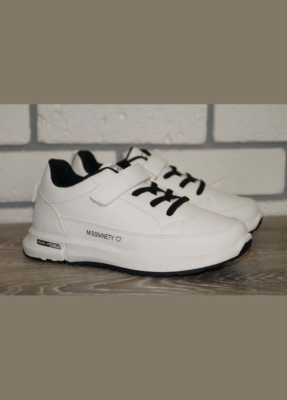 Білі осінні кросівки для дівчинки білі з чорними шнурками та підкладкою W.Niko