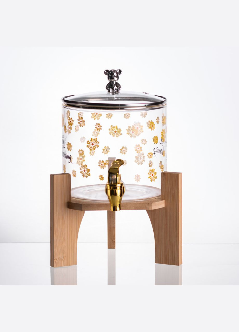 Лимонадниця з краном на дерев'яній підставці 2.6 л скляна Yiwu (354203249)