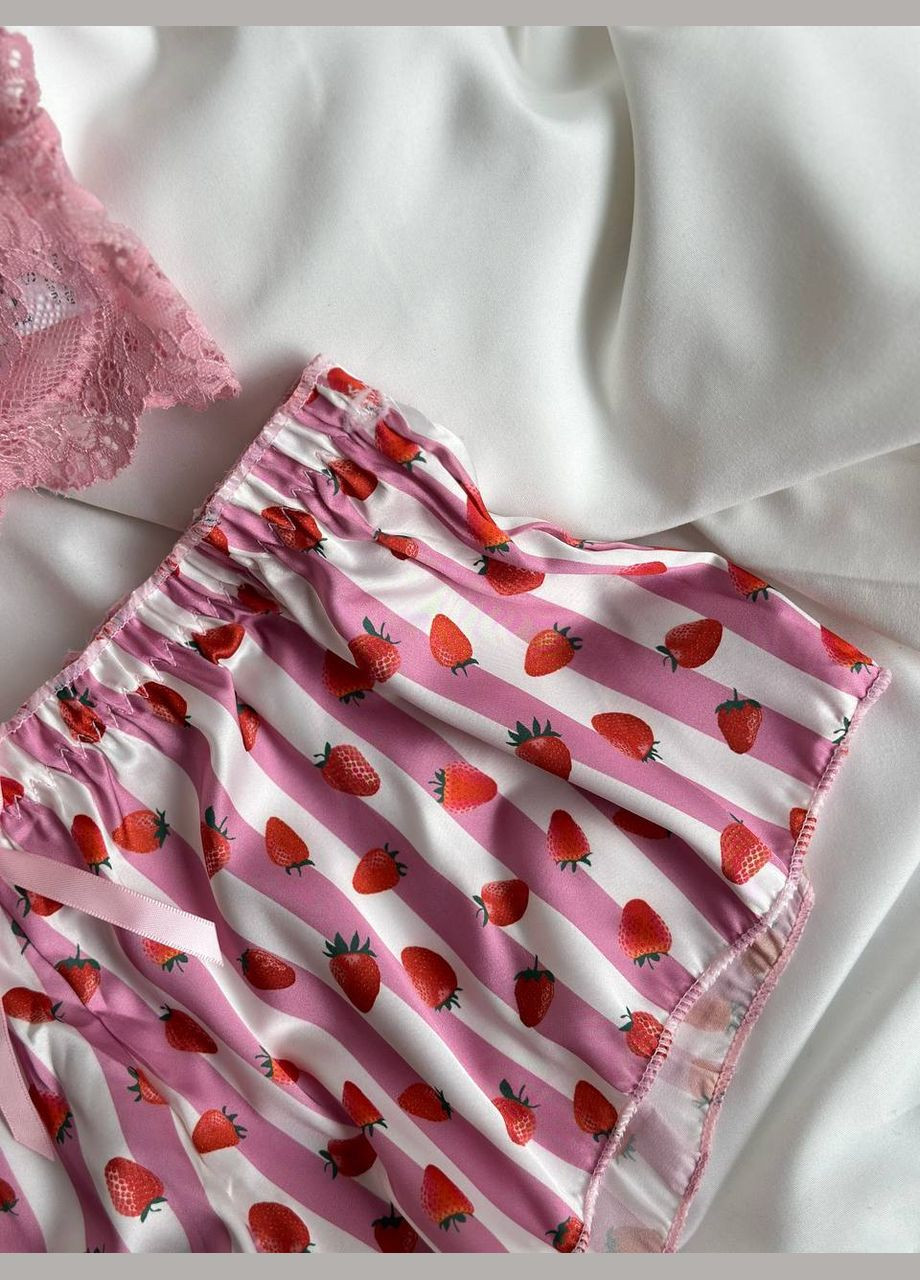 Розовая всесезон нежно соблазнительный комплектик для дома-пижамка топ + шорты Vakko