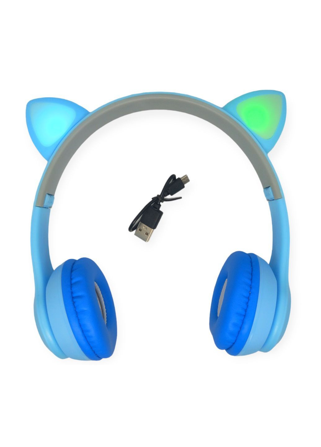 Наушники беспроводные Bluetooth с кошачьими ушками и разноцветной LED ЛЕД подсветкой Y47 слот для карты памяти No Brand (283299791)