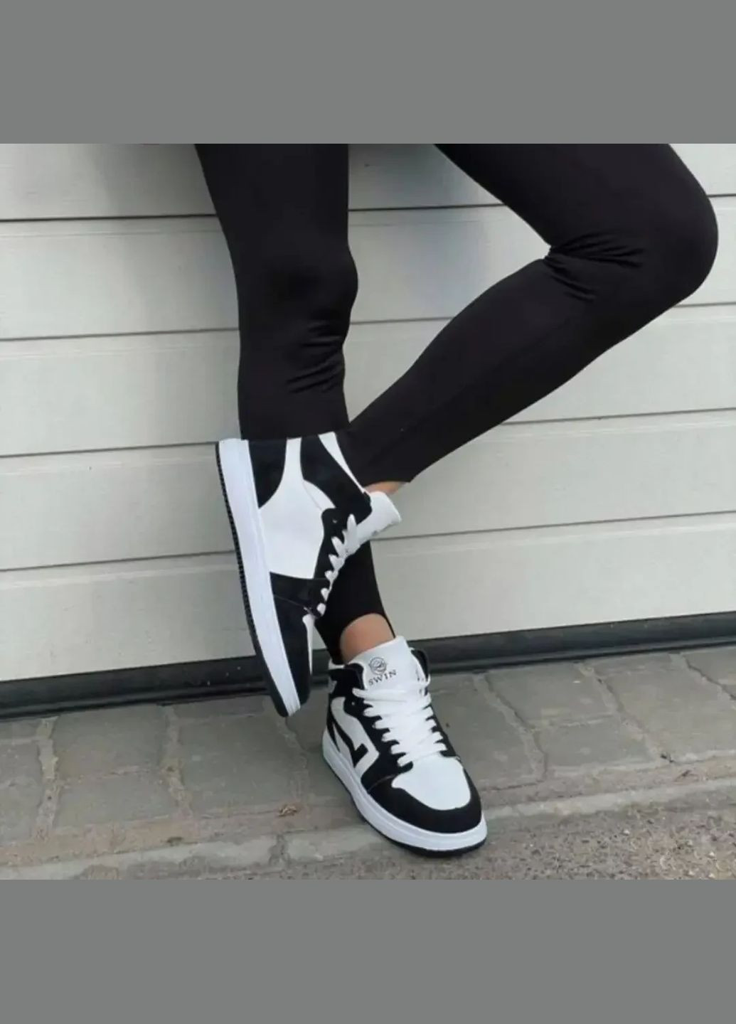 Кроссовки хайтопы весна, черно-белые женские повседневные модные кроссовки, хайтопы No Brand белые демисезоны (366704457)