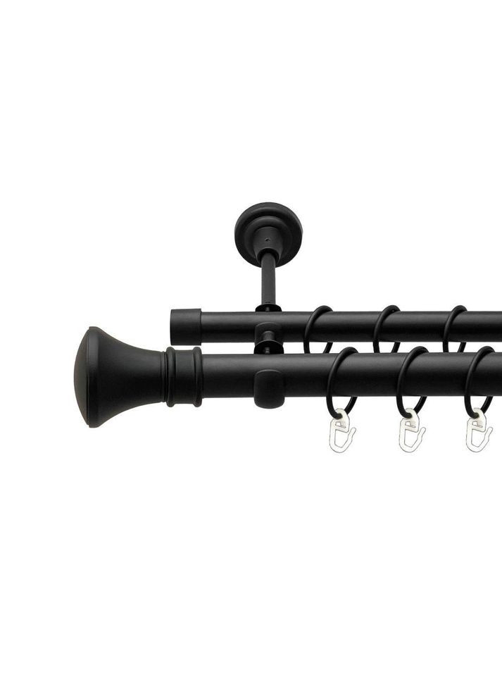 Карниз для штор Колозео металевий дворядний гладка труба кільце металеве Чорний 25\19 мм 200 см ORVIT (299334940)