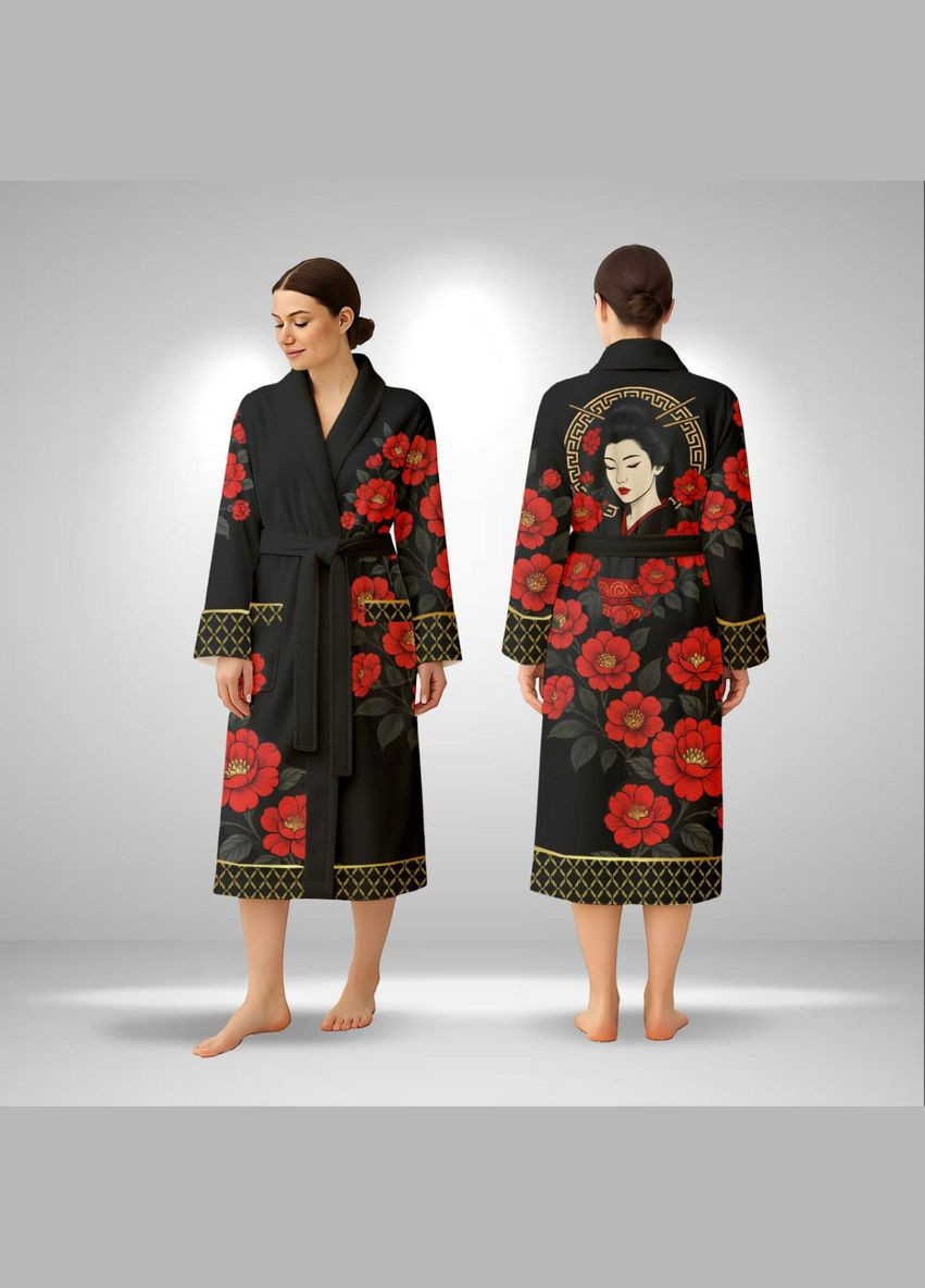 Кімоно жіноче з плюшевого велюру Red Camellia 29452 FlexDress (364491089)