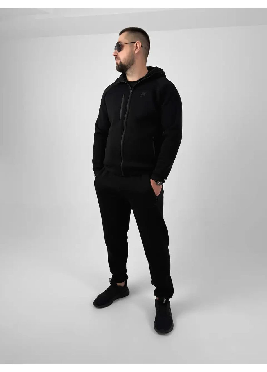 Мужской костюм спортивного стиля на флисе черного цвета размер М No Brand (370708904)