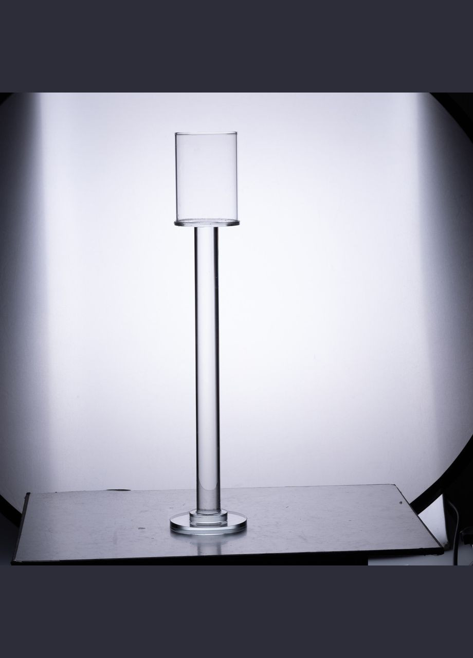 Підсвічник келих скляний на високій ніжці 8×40.5 см декоративний прозорий HP-4-45L Yiwu (329375883)