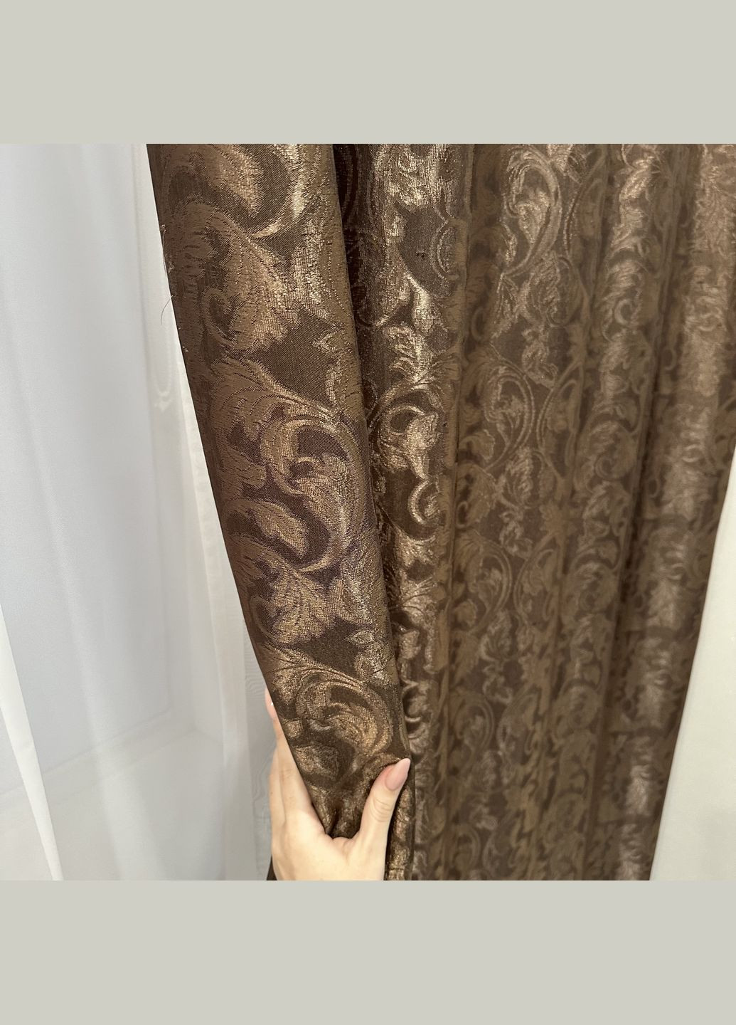 Комплект готовых жаккардовых штор "Севилья" шоколадного цвета с цветочным узором 2шт 1.5×2.7м. No Brand (331619157)