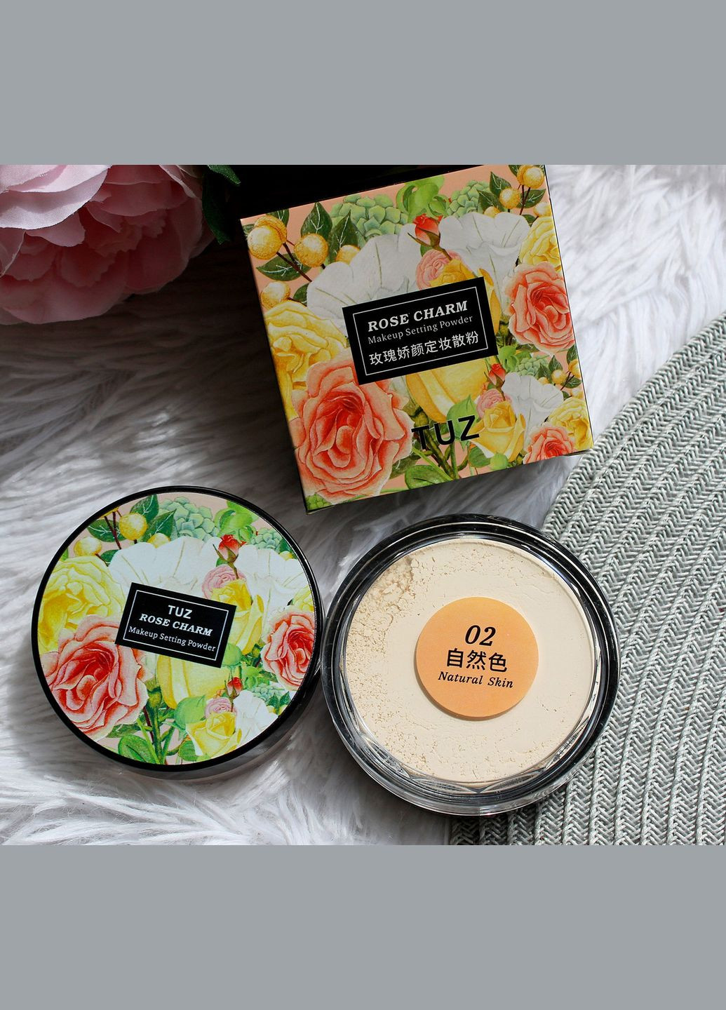 Матирующая рассыпчатая пудра для лица TUZ Rose Charm 02 Natural skin Bioaqua (304768993)