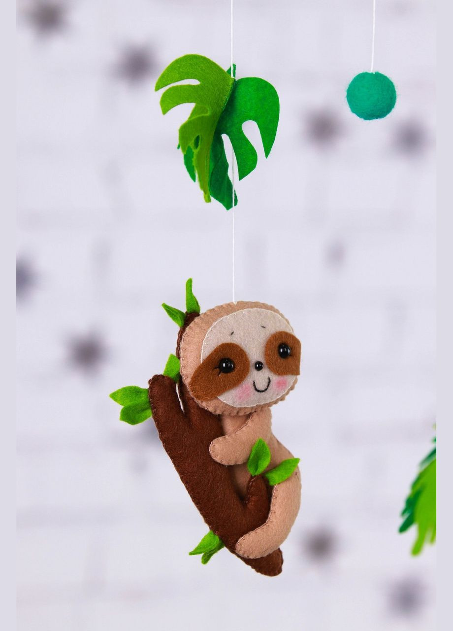 Дитячий музичний мобіль на ліжечко для немовлят WooolyWool «Веселі лінивці» з 35 мелодіями (М009) No Brand (342757920)