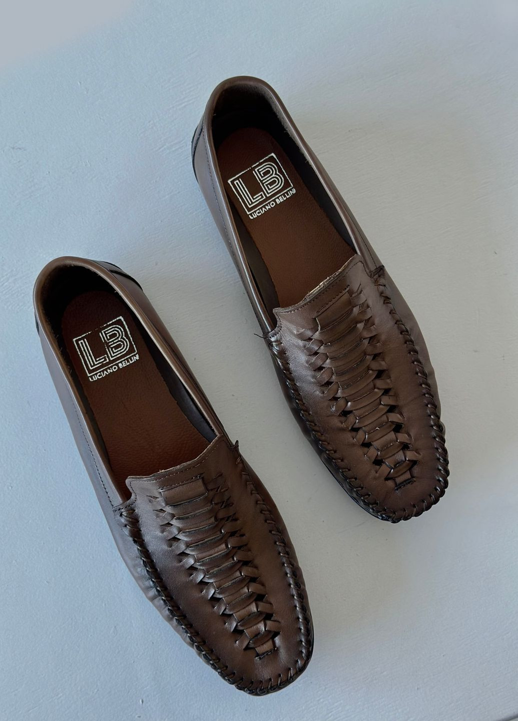 Мокасини чоловічі літні шкіряні коричневі Luciano Bellini (297467474)