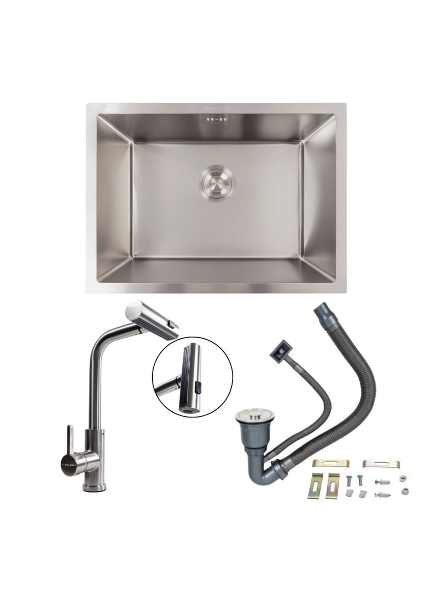 Кухонний комплект: Мийка Handmade (58x43 см) монтаж під стільницю + Змішувач XK08A Valeso (346267255)