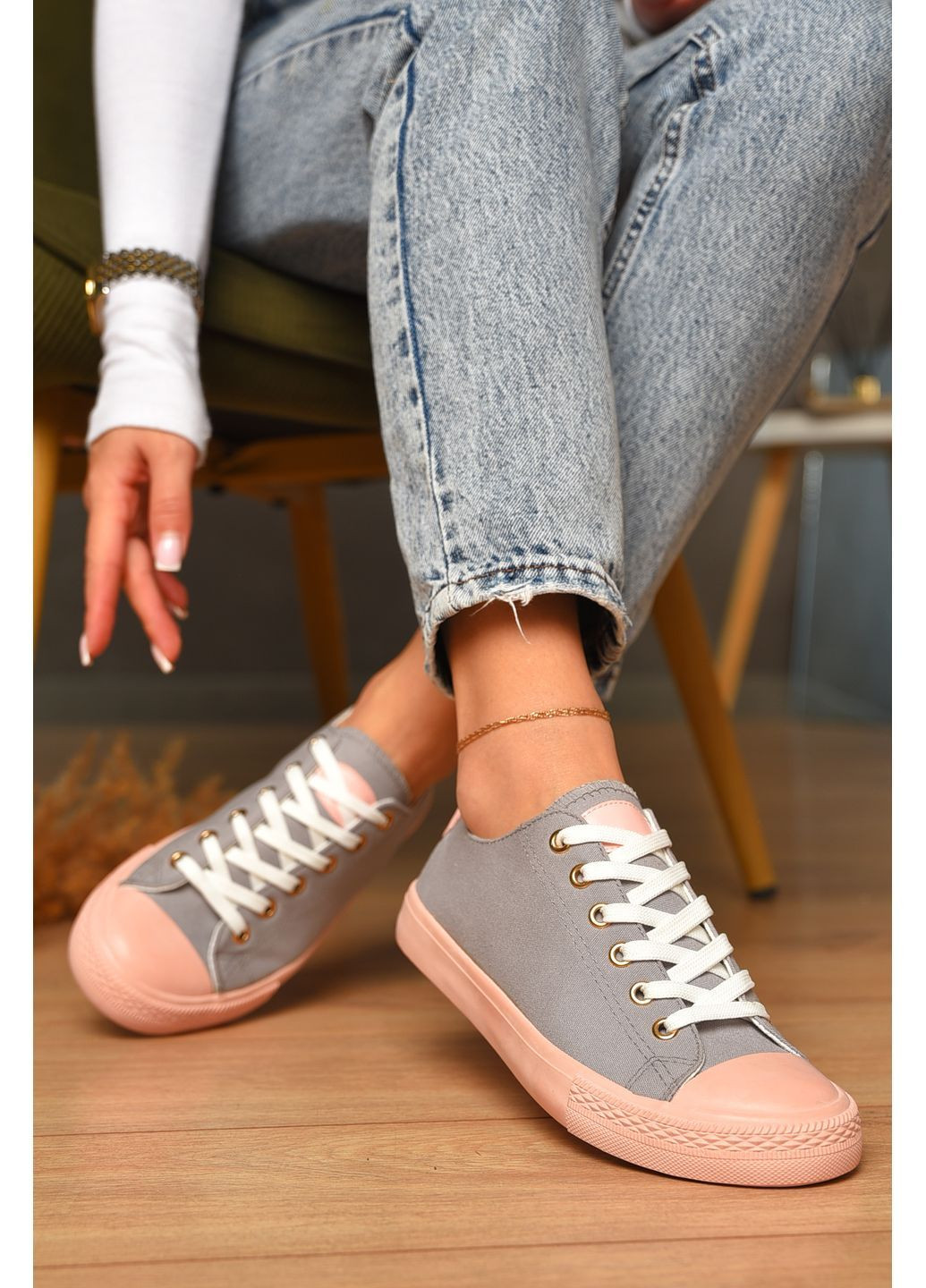 Серые кеды женские серого цвета на шнуровке текстиль Let's Shop