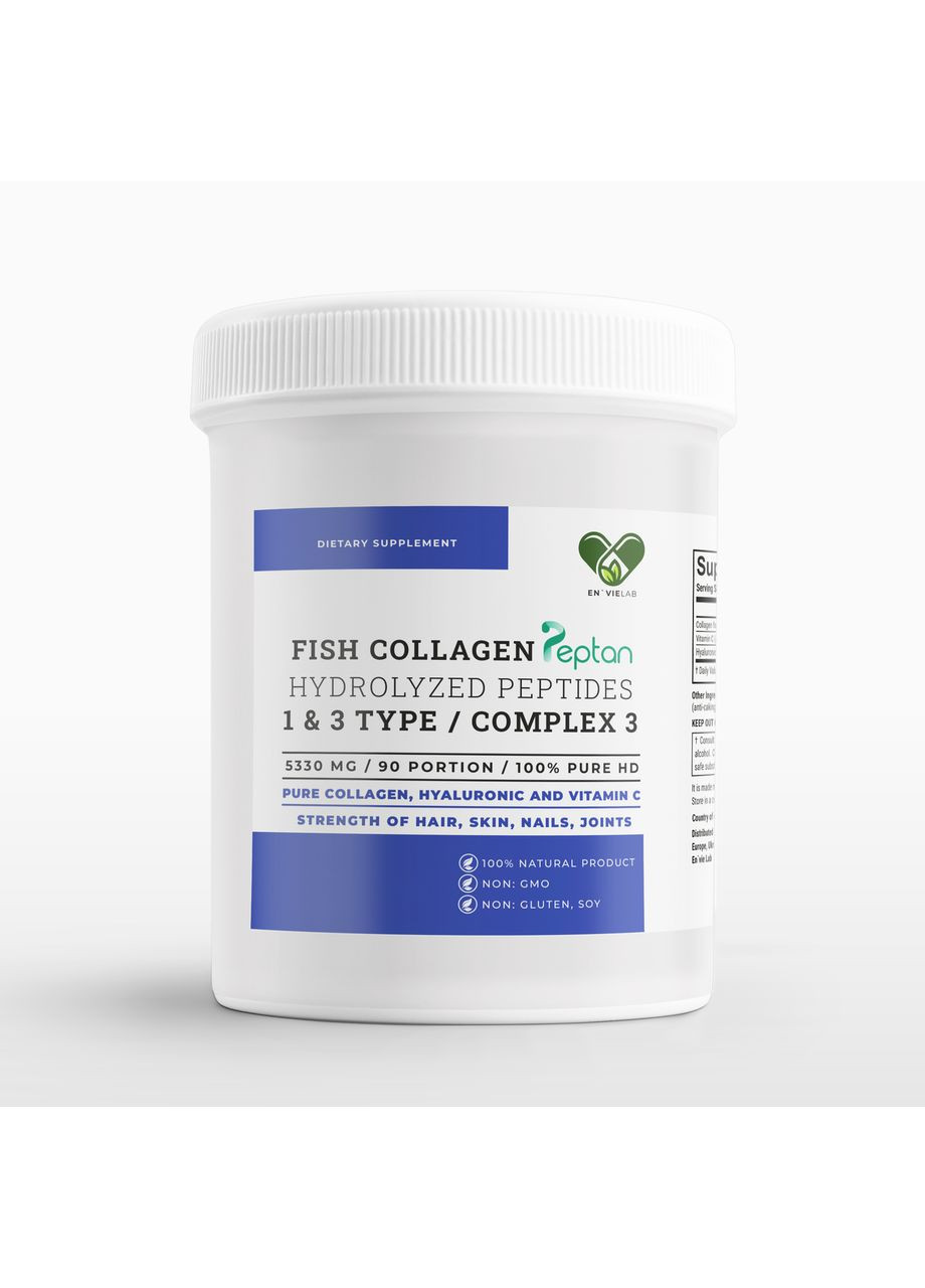 Морской коллаген с гиалуроновой кислотой для суставов, кожи и волос FISH COLLAGEN COMPLEX 3 Envie Lab (369154453)