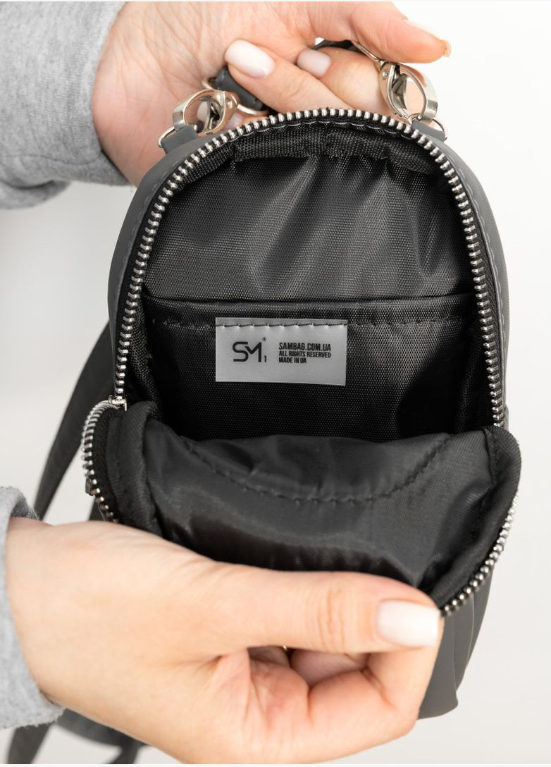 Сумка женская через плечо из искусственной кожи бананка на пояс для телефона Modena SGS Графитовый Sambag (302007322)