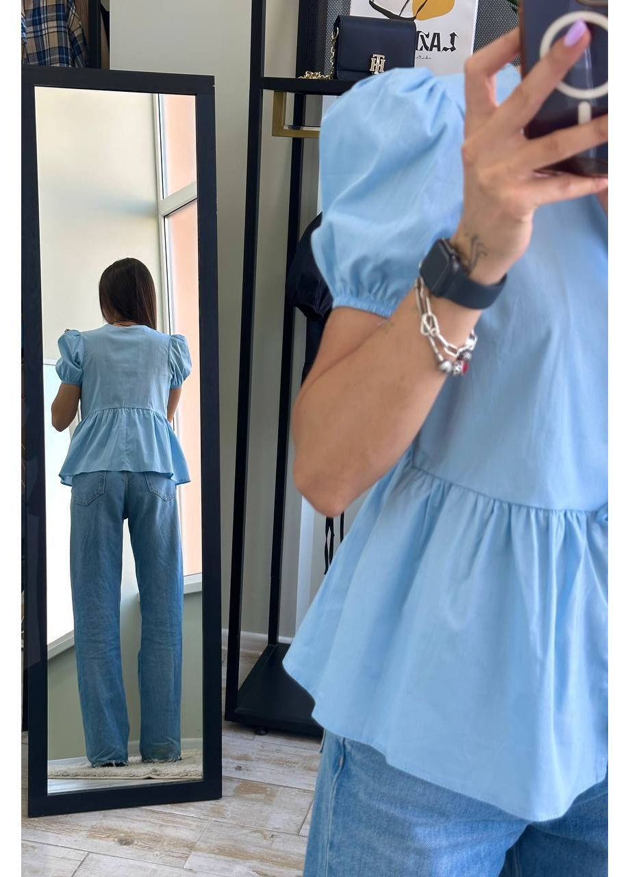 Голубая женская блузка No Brand