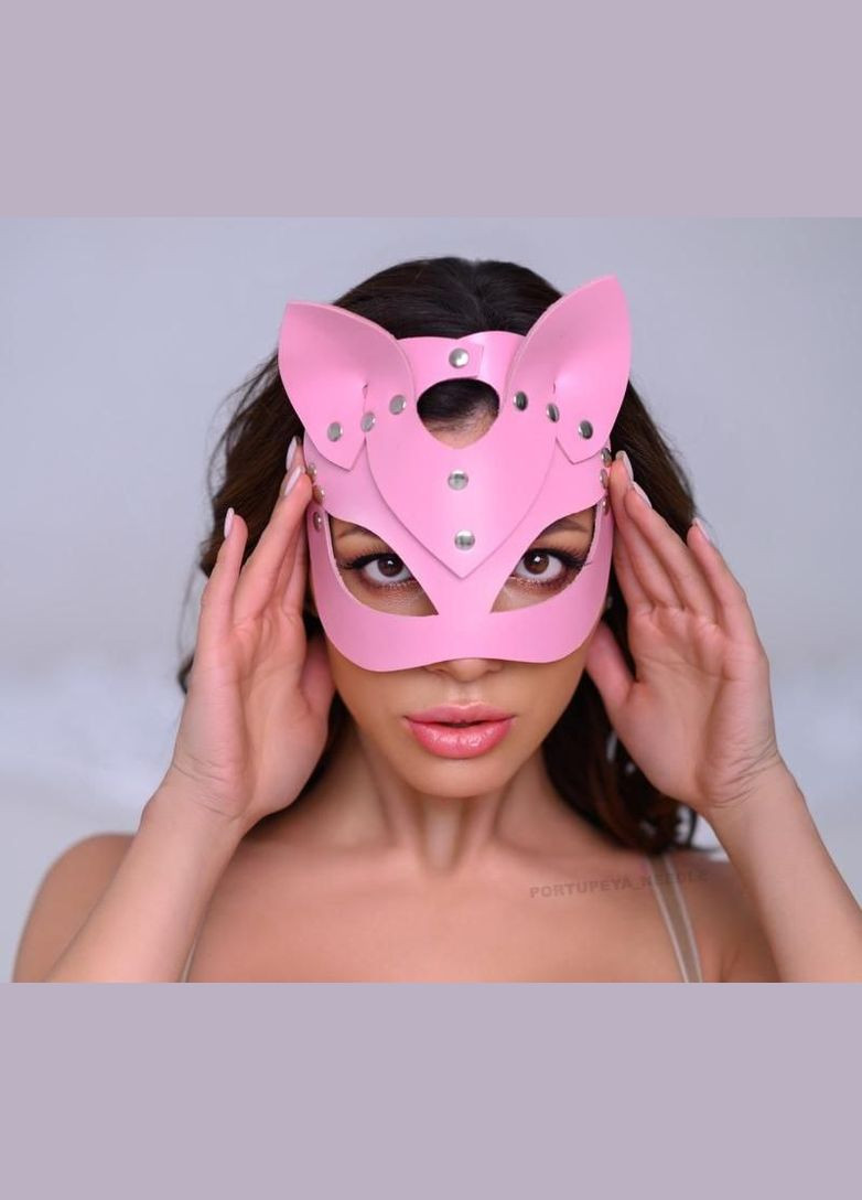 Еротична маска для рольових ігор Кішка з еко-шкіри Рожевий (2104618306) No Brand (322769178)