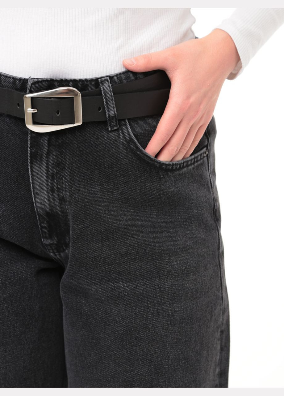 Джинсы женские темно-серые прямые с высокой посадкой Balloon tailored John Richone - (300325390)