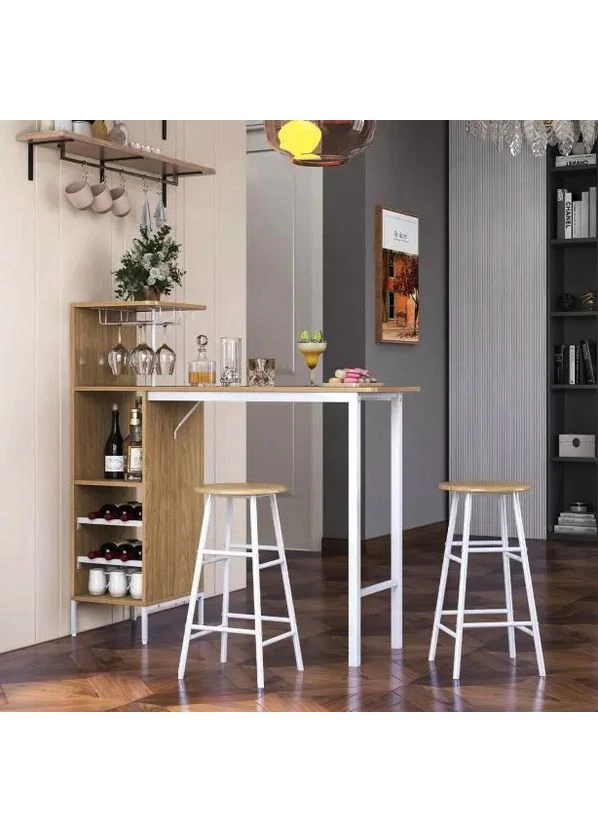 Барний стіл з стільцями Bistro з тримачем винних келихів натуральний Costway (361952294)