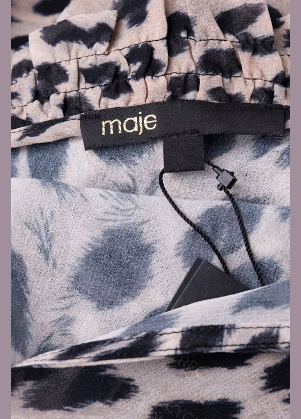 Коричневое коктейльное, деловое, домашнее, пляжное, карнавальный, откровенный, повседневный, кэжуал, вечернее стильное платье миди рубашка, силуэтная Maje леопардовый