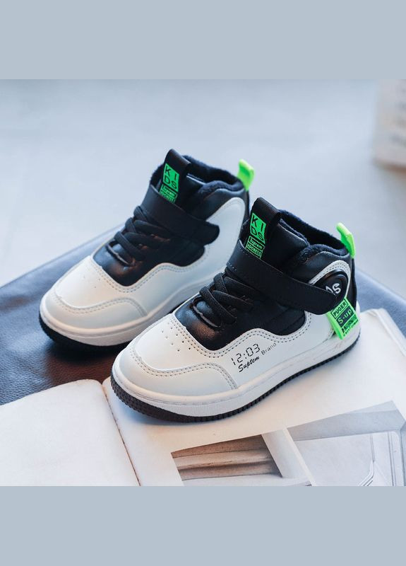 Черно-белые всесезон кроссовки детские suptem brana (19,2см) (16197у) Qoopixie