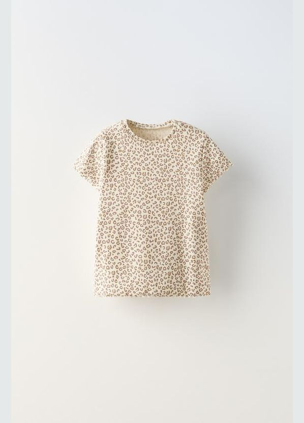 Бежева літня футболка в рубчик бежева Zara