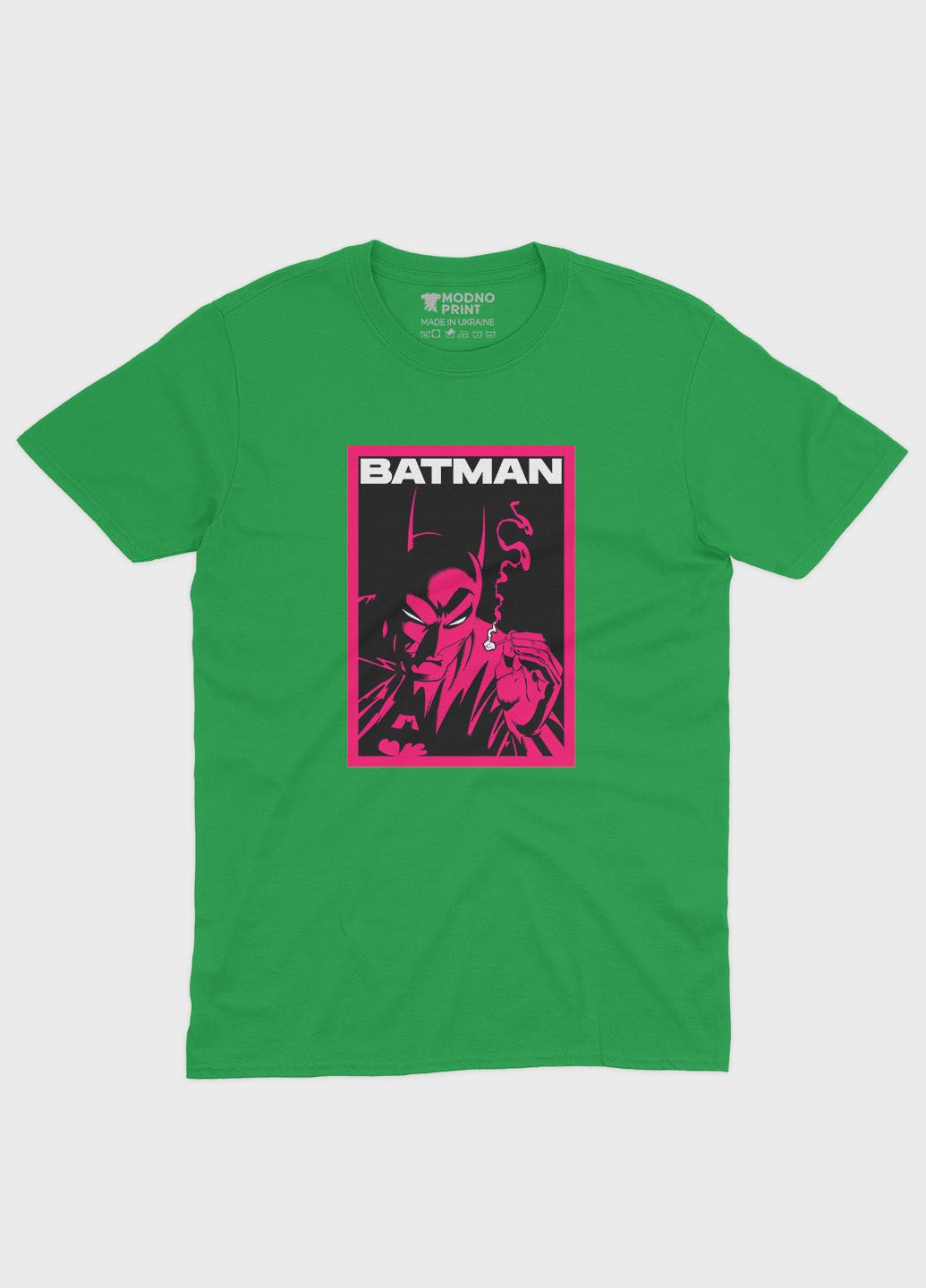 Зеленая демисезонная футболка для мальчика с принтом супергероя - бэтмен (ts001-1-keg-006-003-023-b) Modno