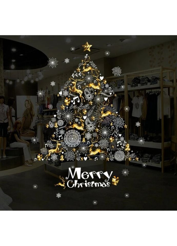 Набор новогодних наклеек на окно Happy New Year 7 13789 60х90 см 1 лист No Brand (335583569)