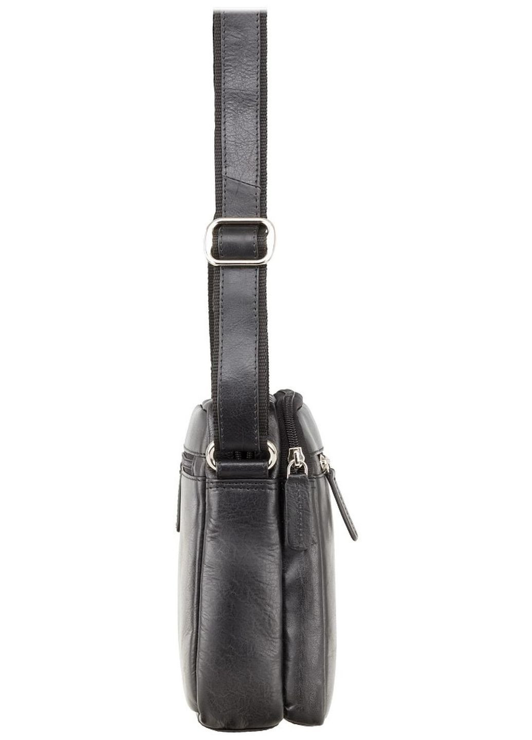 Сумка чоловіча планшет через плече з натуральної шкіри для документів та для телефону маленька Чорний 40167 Visconti (367040969)