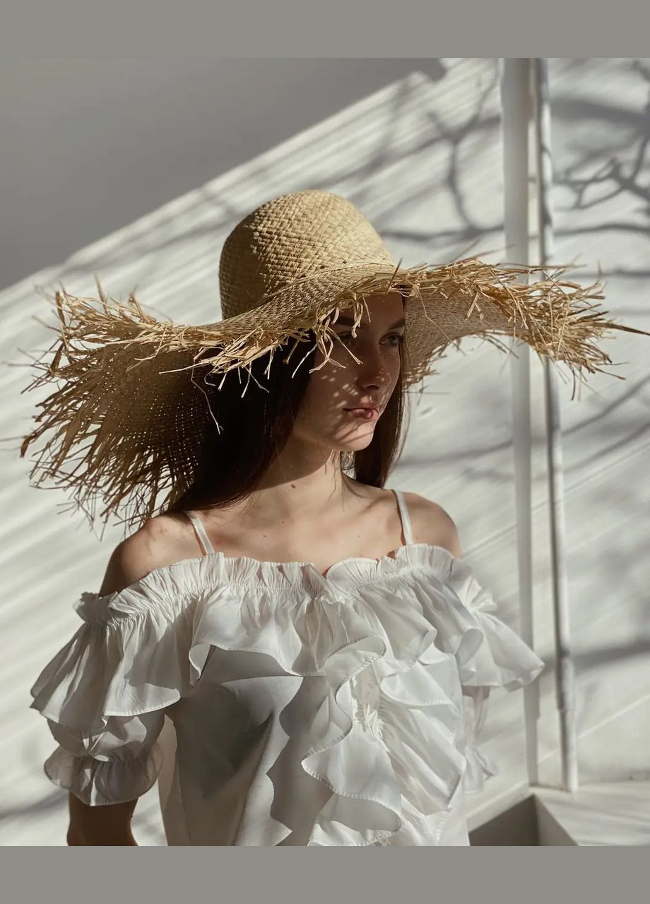 Капелюх солом'яний жіночий літній стильний з широкими полями і бахромою для пляжу D.Hats (283022806)