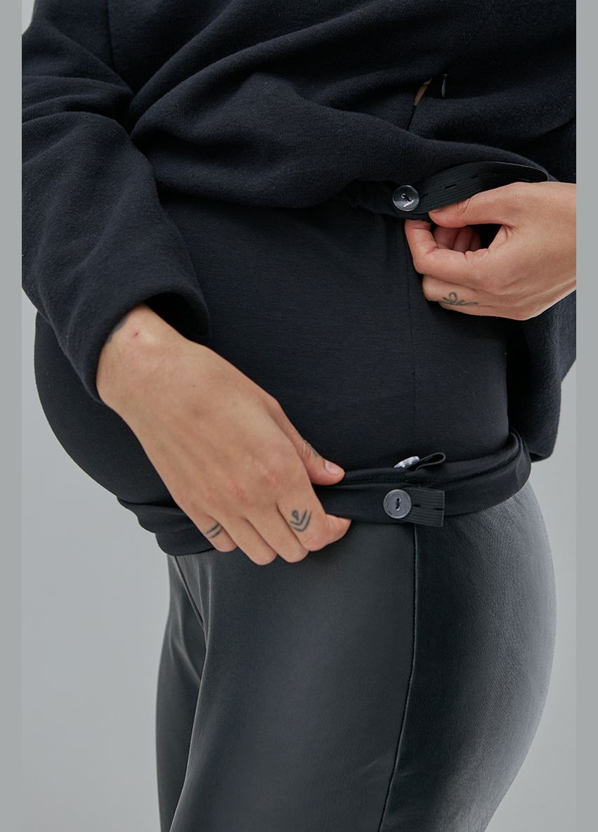 Теплі зручні лосини для вагітних із еко-шкіри чорні Юла мама (306718452)