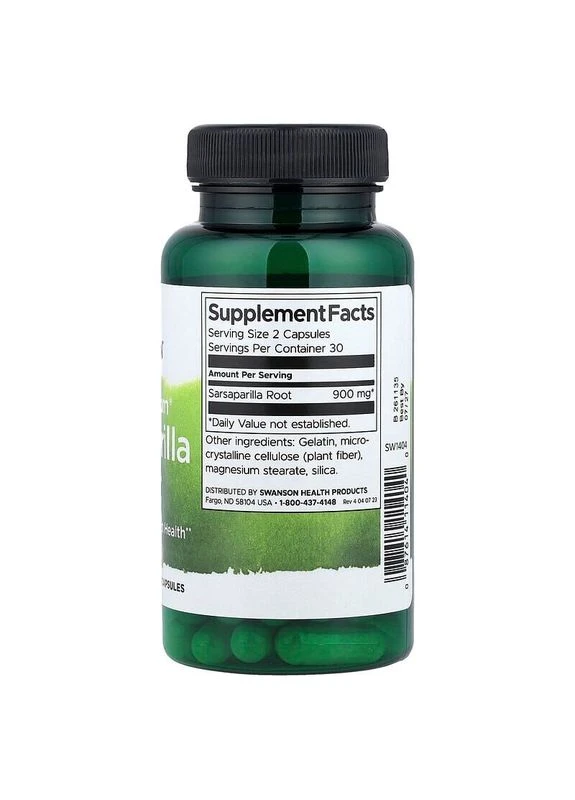 Корінь сарсапарили Sarsaparilla Root 450 mg Full Spectrum, 60 капсул Swanson (400001137)