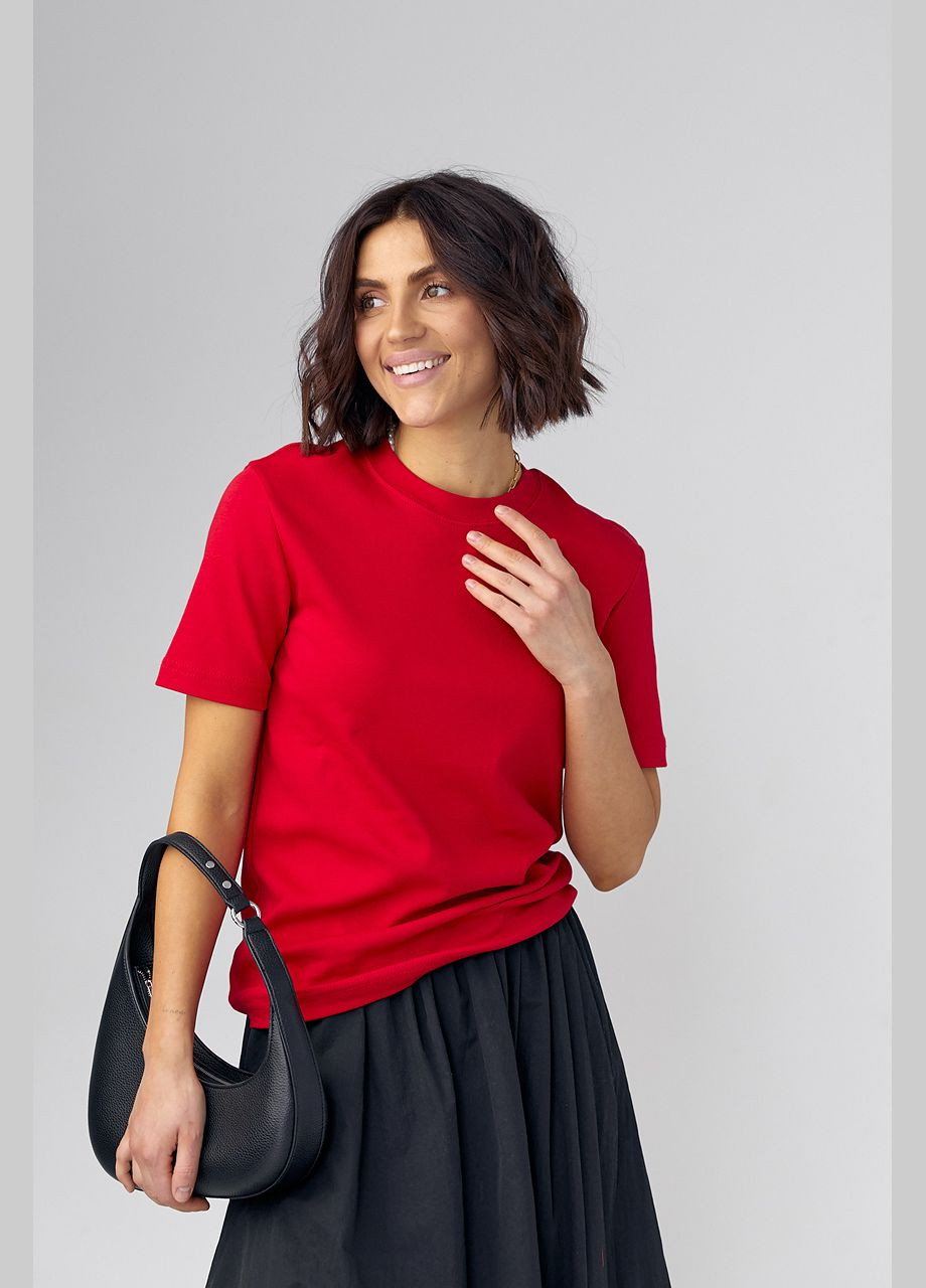 Базова однотонна жіноча футболка - гірчичний Lurex - (293292945)