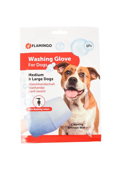 Универсальная влажная рукавица серветка для купания собак Washing Glove Dog 20х15,2х0,2 см (5400274897545) Flamingo (279564105)