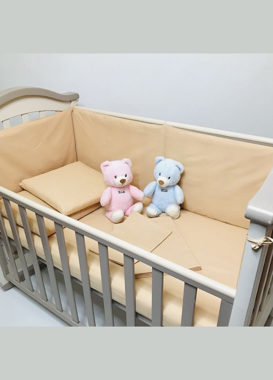 Бортики захист в дитяче ліжко Золотисті бязь 120x40, 60x40 см Penetka (329146265)