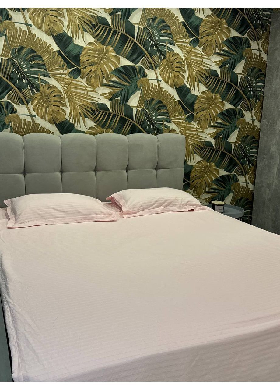 Комплект постельного белья двуспальный No Brand сірий страйп (370864746)