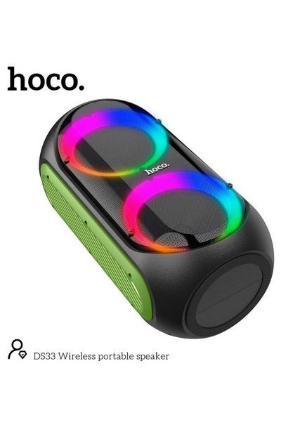 Портативна Вluetooth колонка DS33 Акустика-караоке з мікрофоном і пультом 30Вт 4500 мАч Чорний/Зелений Hoco (333020517)